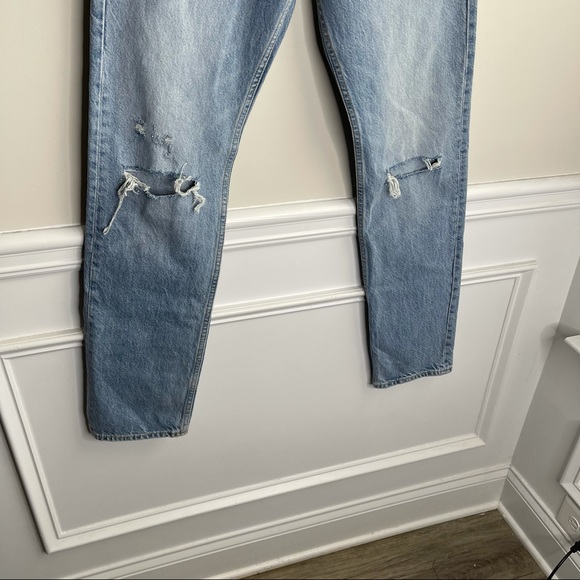Zara straight distressed high rise full length blue jeans size 4 - Picture 4 of 10